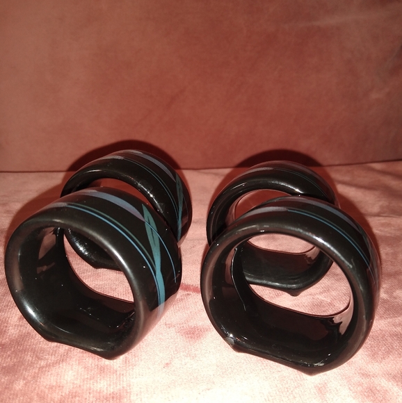 Vintage 80s 90s Goth Mikasa Opus Black Calla Lily Floral Napkin Rings Whimsygoth - Picture 10 of 10